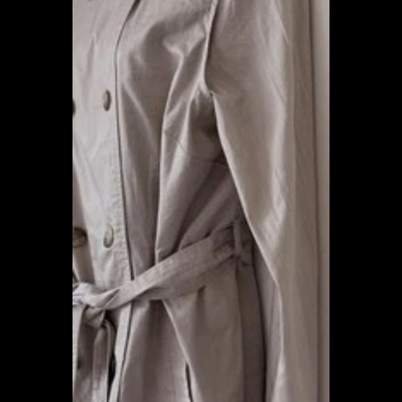 Vintage 2 Piece Women’s Double Breasted Trench Coat XL Tan Beige Belt Pockets - Picture 6 of 14